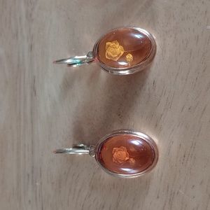 Lee Sands floral amber lever back earrings